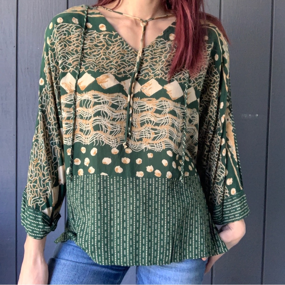 Vintage 90s abstract boho blouse Sz M